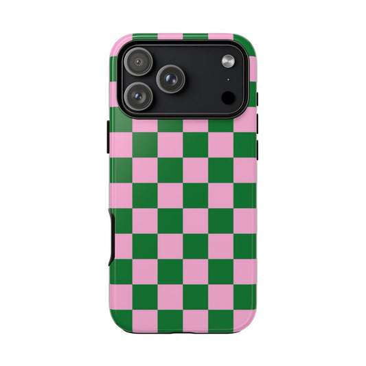 Matcha Rose Checker Phone Case
