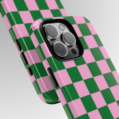 Matcha Rose Checker Phone Case