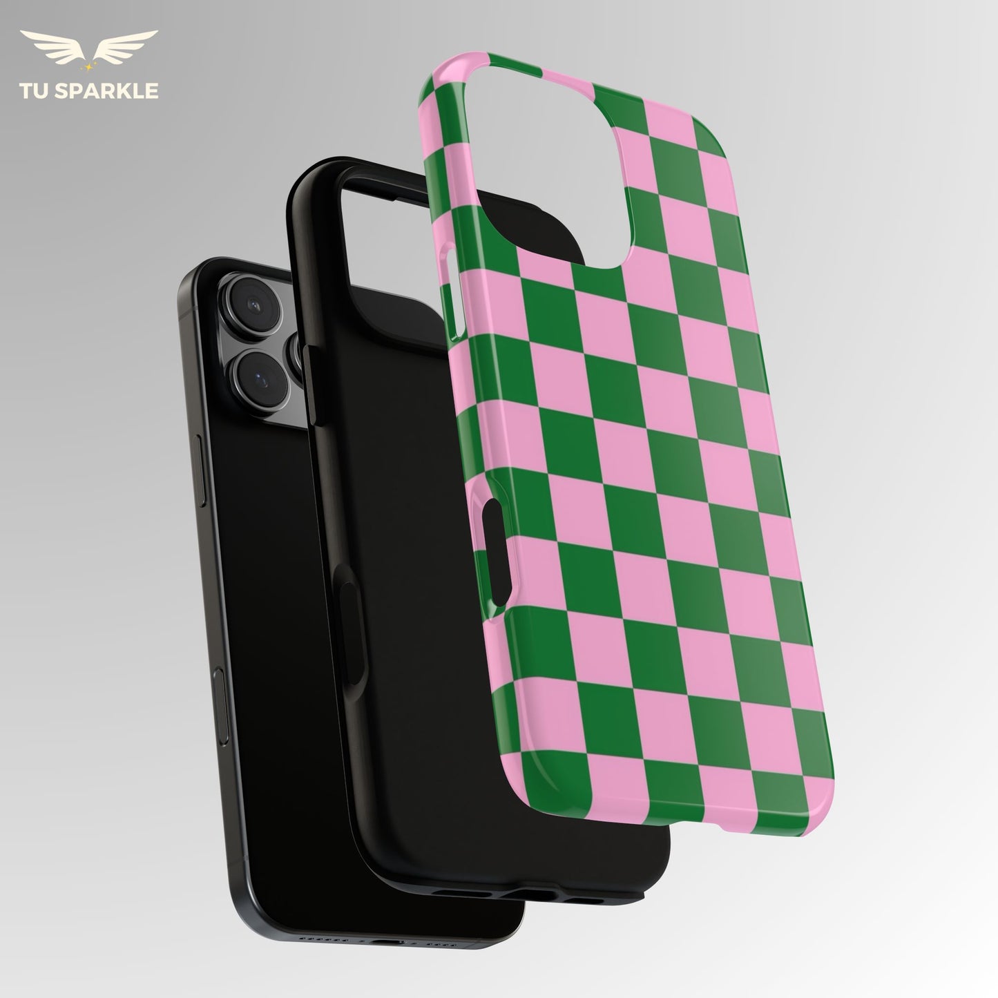 Matcha Rose Checker Phone Case