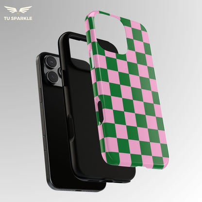 Matcha Rose Checker Phone Case