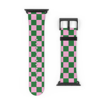 Matcha Rose Checker Watch Band