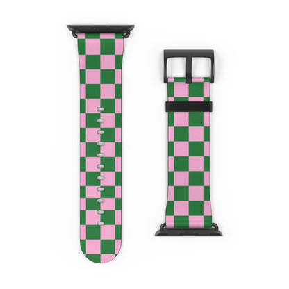 Matcha Rose Checker Watch Band