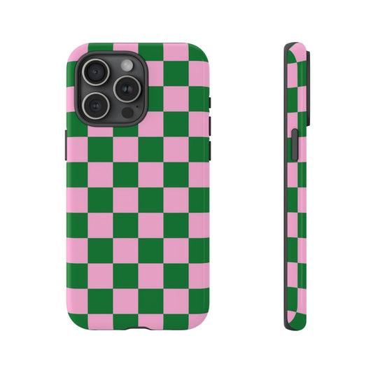 Matcha Rose Checker Phone Case